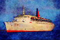 535077 Cunard Line Flagship QUEEN ELIZABETH 2, Pale Gray Livery A4 Limited Edition Watercolour Print