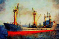 535079 OSTESUND, German Freighter A4 Limited Edition Watercolour Print