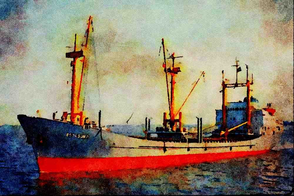 535079 OSTESUND, German Freighter A4 Limited Edition Watercolour Print