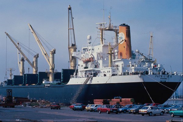 535089 Bulk Carrier PATRICIA R. Discharging Timber A4 Photo Print