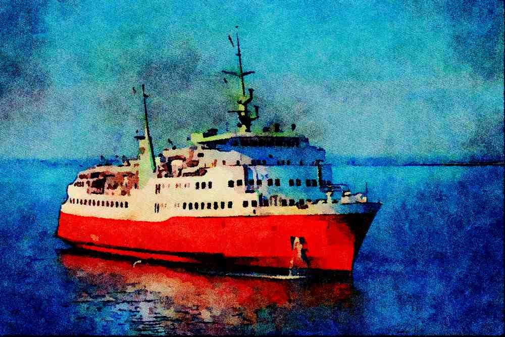 535093 VIKING III, Norwegian owned Ferry A4 Limited Edition Watercolour Print
