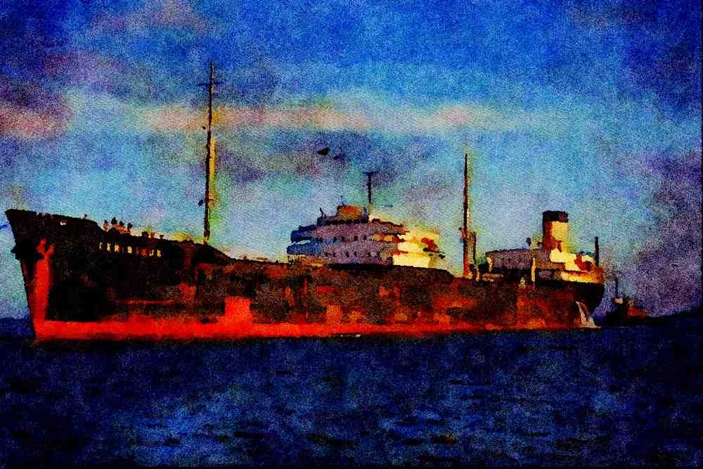 535094 1954 British owned Steam Tanker CERINTHUS A4 Limited Edition Watercolour Print