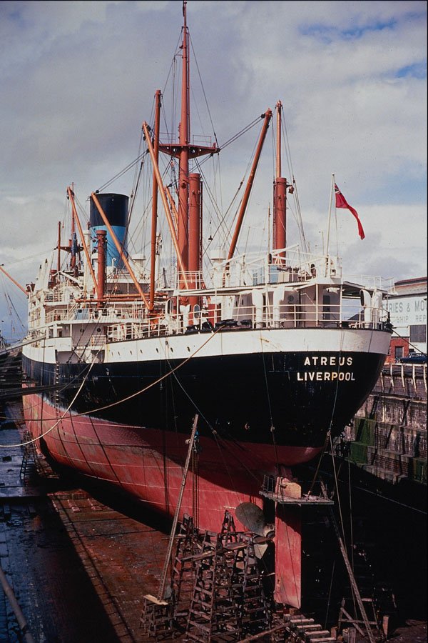 535095 Blue Funnel Vessel ATREUS In Dry Dock A4 Photo Print