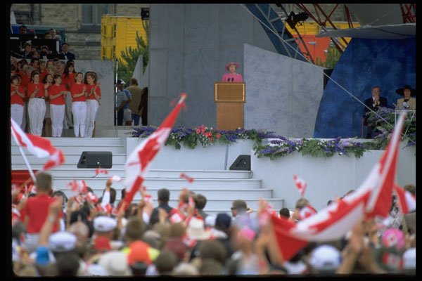 536014 Queen Elizabeth Speaking On Parliament Hill, Ottawa, Canada A4 Photo Print