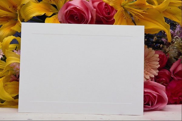 537085 Card And Flowers A4 Photo Print