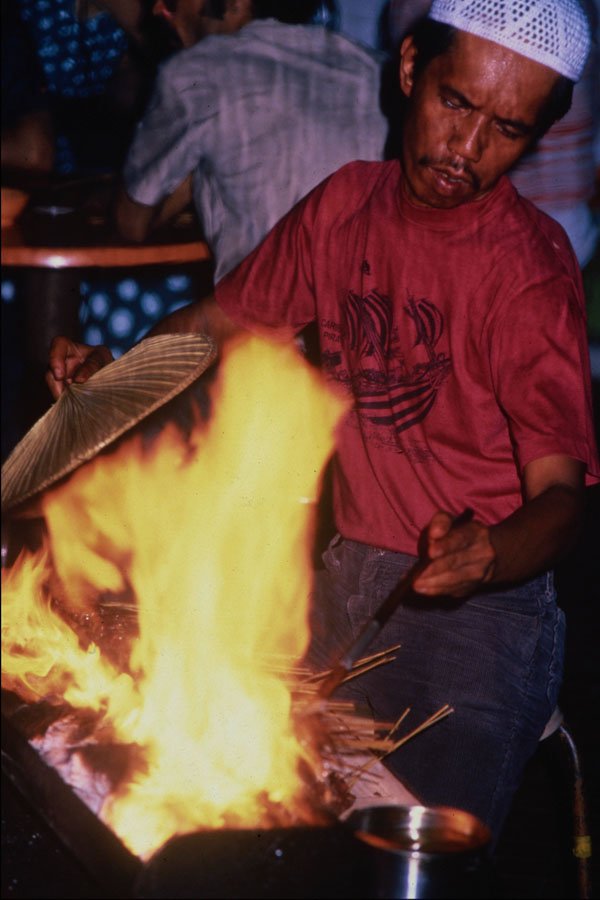 538075 Street Hawker Cooking Satay, Singapore A4 Photo Print