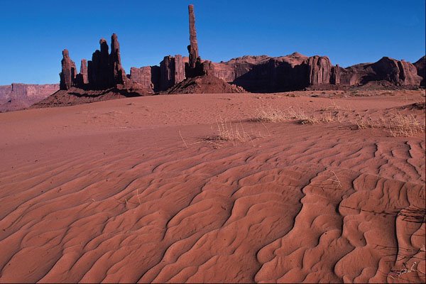 539053 Totem Pole And Sand Dunes, Monument Valley Tribal Park A4 Photo Print