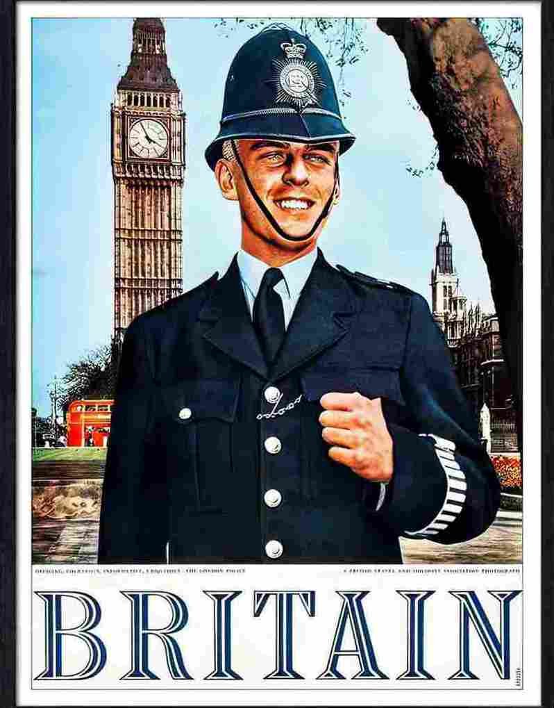 54 britain travel poster policeman  Advert A4 Photo Print