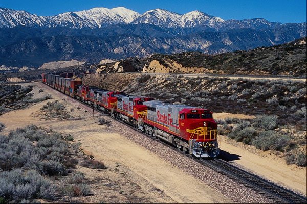 543066 Eastbound Santa Fe Doublestack Near Cajon Summit, CA A4 Photo Print
