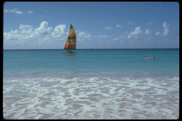 544018 Off Christchurch Beach, Barbados A4 Photo Print