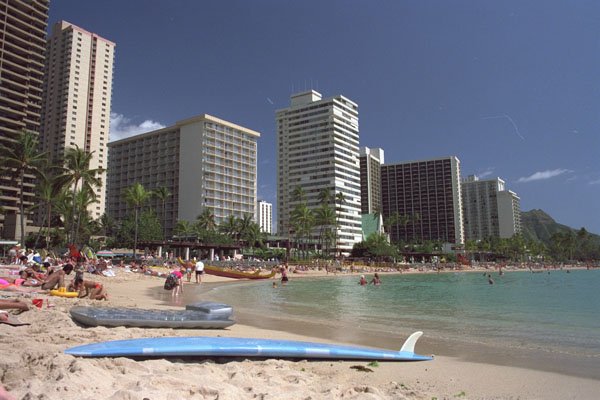 544047 Waikiki Beach, Honolulu, Hawaii A4 Photo Print