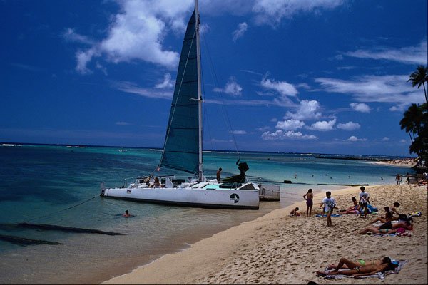 544094 Beach, Waikiki, Hawaii A4 Photo Print