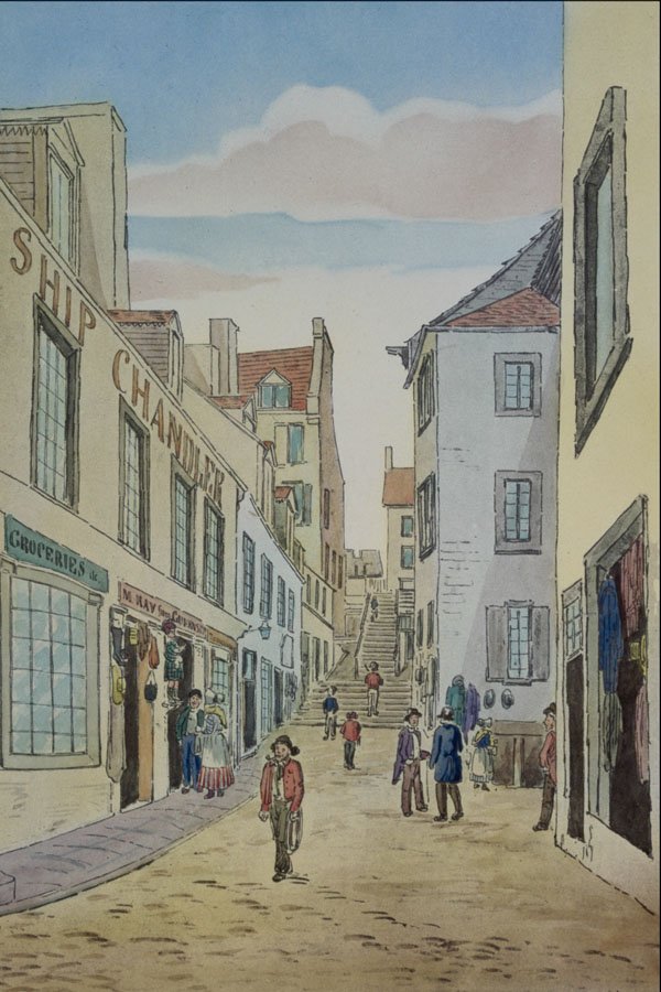 545027 The Steps, Champlain Street, Que., J.P. Cockburn, 1840 C011055 A4 Photo Print