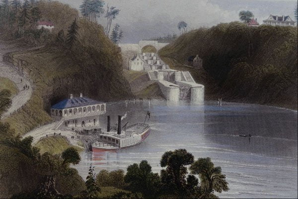 545054 Locks On Rideau Canal, Ottawa, Ont., W.H. Bartlett C2367 A4 Photo Print