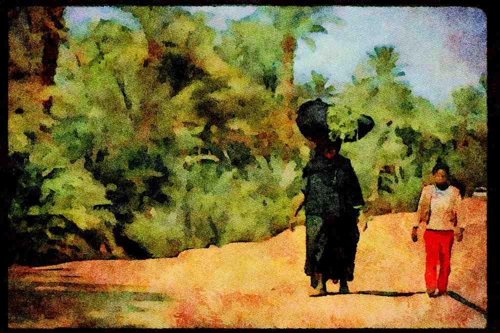 547003 Off To Market, Zagora, Morocco A4 Limited Edition Watercolour Print