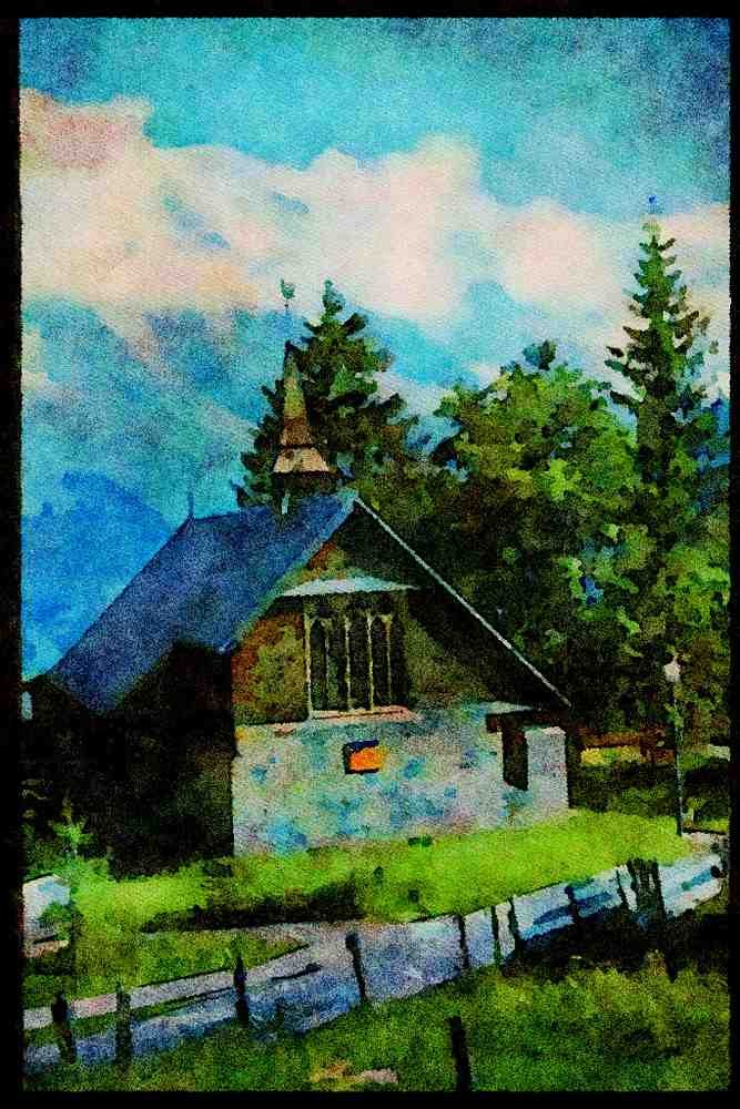 547005 Murren, Switzerland A4 Limited Edition Watercolour Print