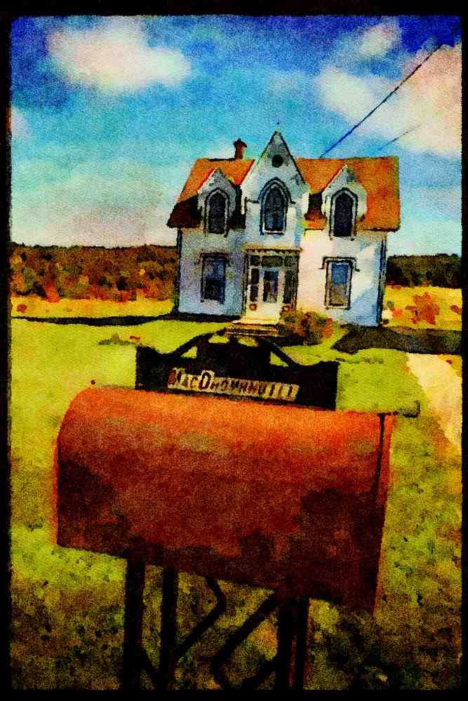 547016 Typical Cape Breton Rural Farmhouse, Nova Scotia, Canada A4 Limited Edition Watercolour Print