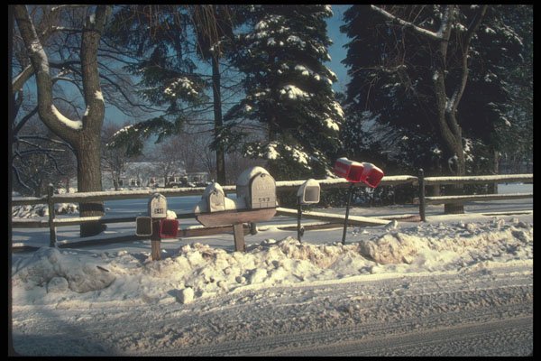 547020 Mailboxes In Winter A4 Photo Print