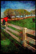 547021 Child Playing On Fence, Acres Wild Farm A4 Limited Edition Watercolour Print