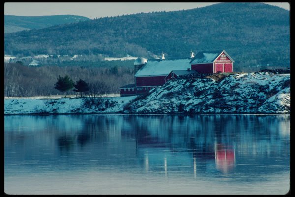 547022 Placey Farm Reflected In Water, Vermont A4 Photo Print