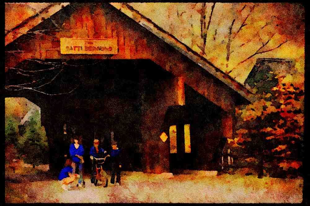 547023 Covered Bridge At Sugarbush, Vermont A4 Limited Edition Watercolour Print