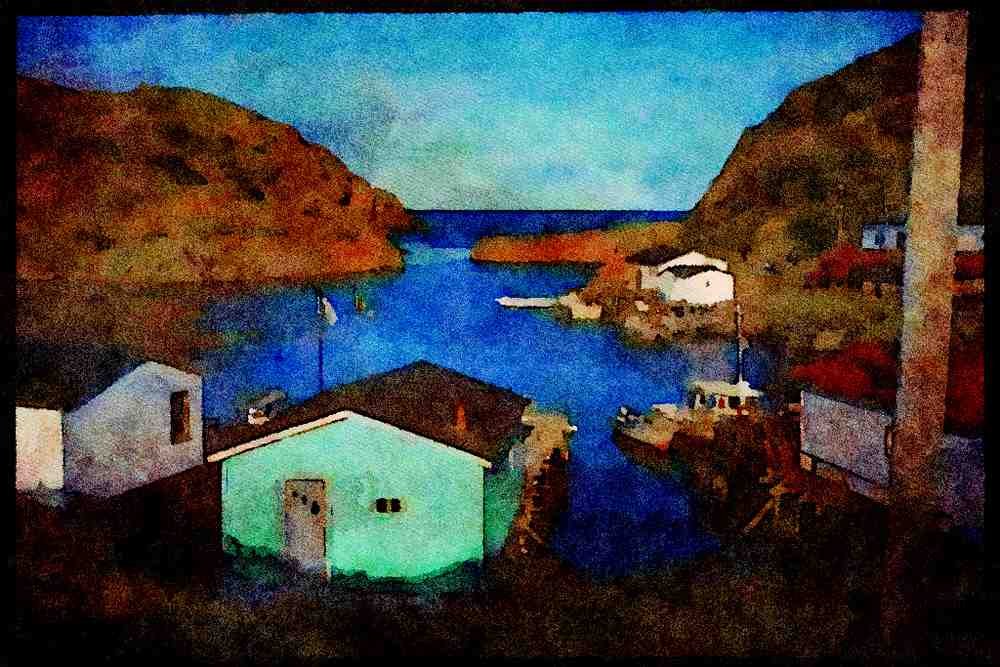 547026 Fishing Village, Quidi Vidi, Newfoundland, Canada A4 Limited Edition Watercolour Print