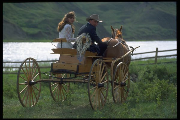 547056 Bride And Groom Off For A Cowboy Honeymoon A4 Photo Print