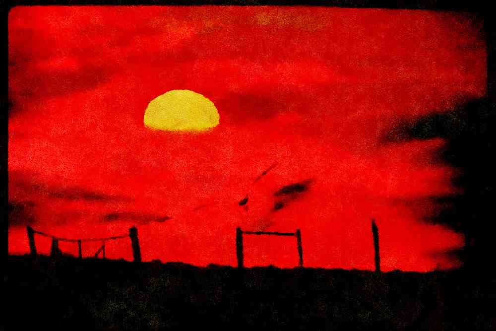 547062 Sunset Country Scene A4 Limited Edition Watercolour Print