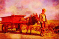 547074 Boy With Donkey Cart, County Mayo, Ireland A4 Limited Edition Watercolour Print
