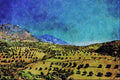 547083 View Of Chaouen Amongst Olive Groves, Morocco A4 Limited Edition Watercolour Print