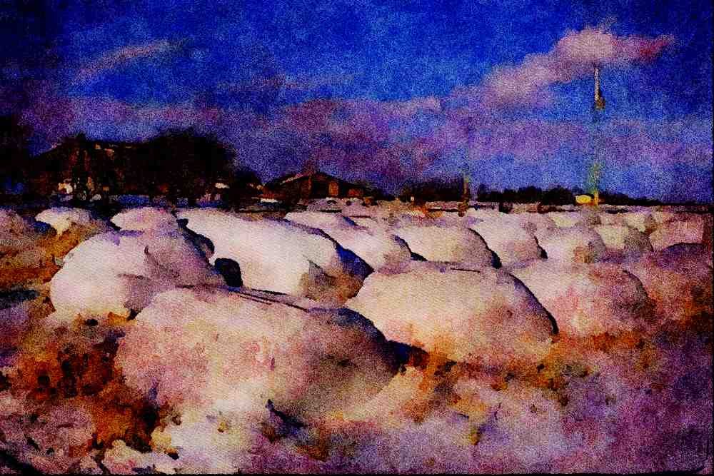 547091 Bales Of Hay Wrapped In Plastic, Nova Scotia, Canada A4 Limited Edition Watercolour Print