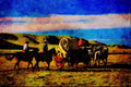547099 Chuckwagon Under Big Sky A4 Limited Edition Watercolour Print