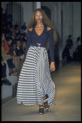548000 Blue skintight top and full length wraparound skirt A4 Photo Print