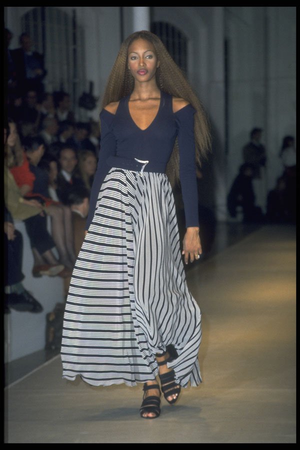 548000 Blue skintight top and full length wraparound skirt A4 Photo Print