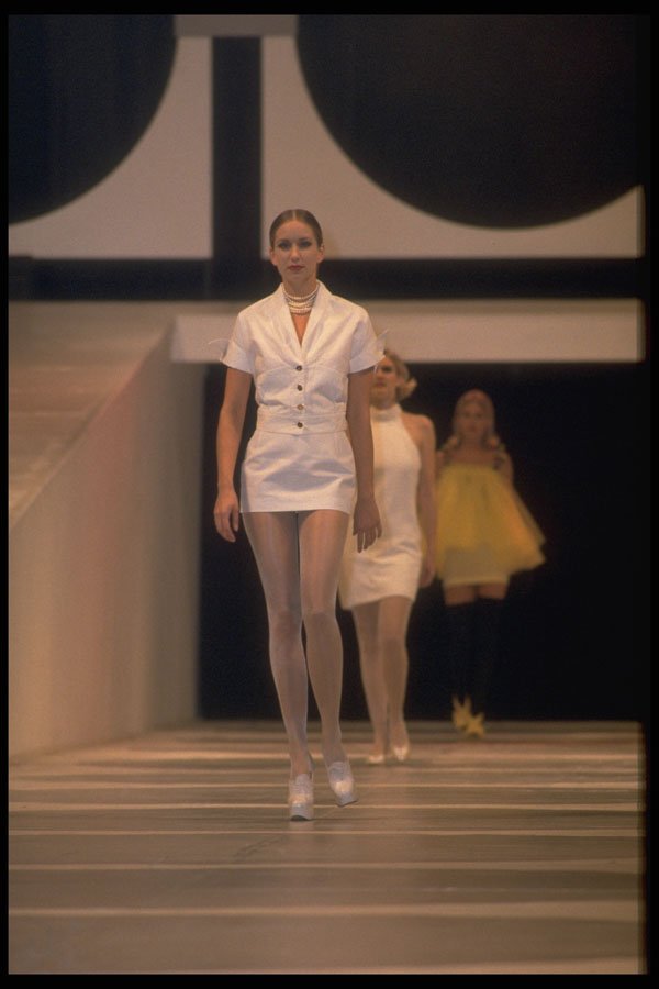 548003 White Short sleeved Jacket And Micro Skirt A4 Photo Print
