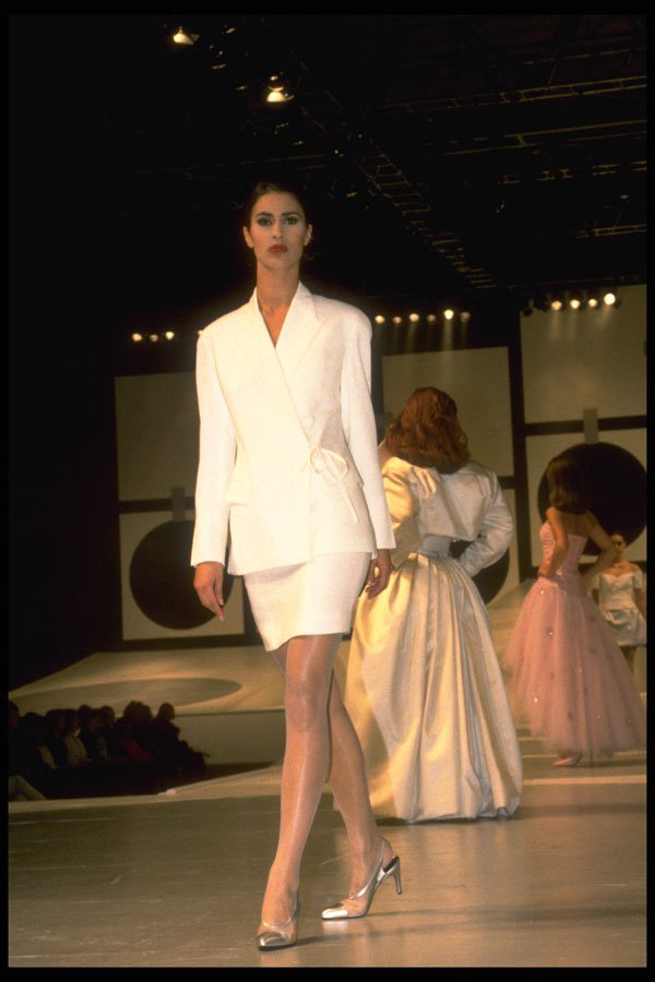 548007 White Jacket And Thigh length Skirt A4 Photo Print
