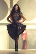 548095 Knee length Shaped Dress With Large Cutout On Chest A4 Photo Print