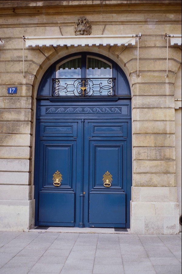 549001 Royal Blue Door With Brass Knockers A4 Photo Print