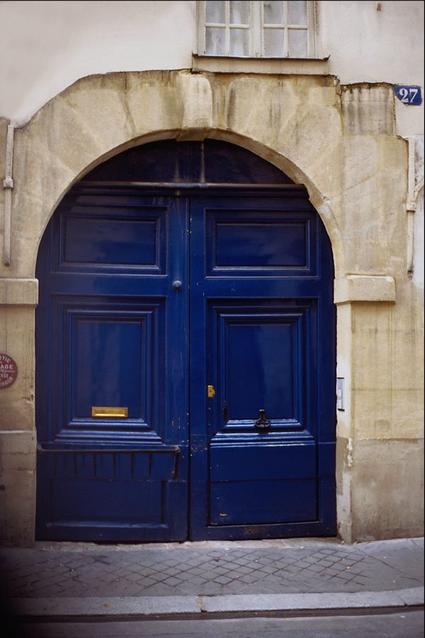 549009 Ultramarine Door With Brass Letter Box (1) A4 Photo Print