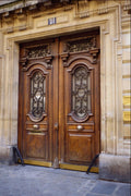 549018 Ochre Door With Two Brass Knobs A4 Photo Print