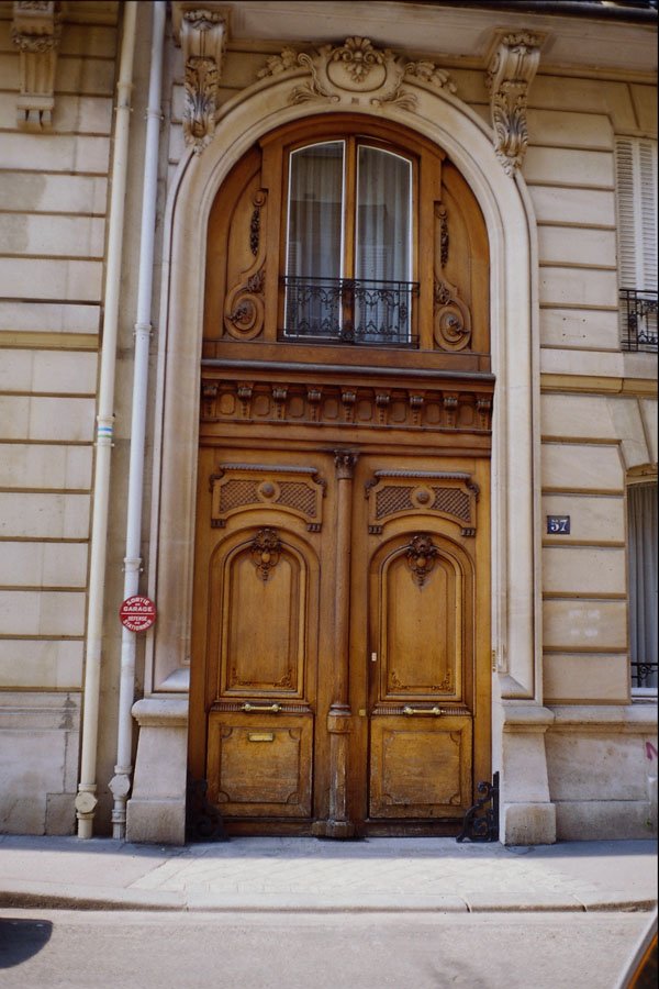 549023 Light Ochre Door With Window A4 Photo Print