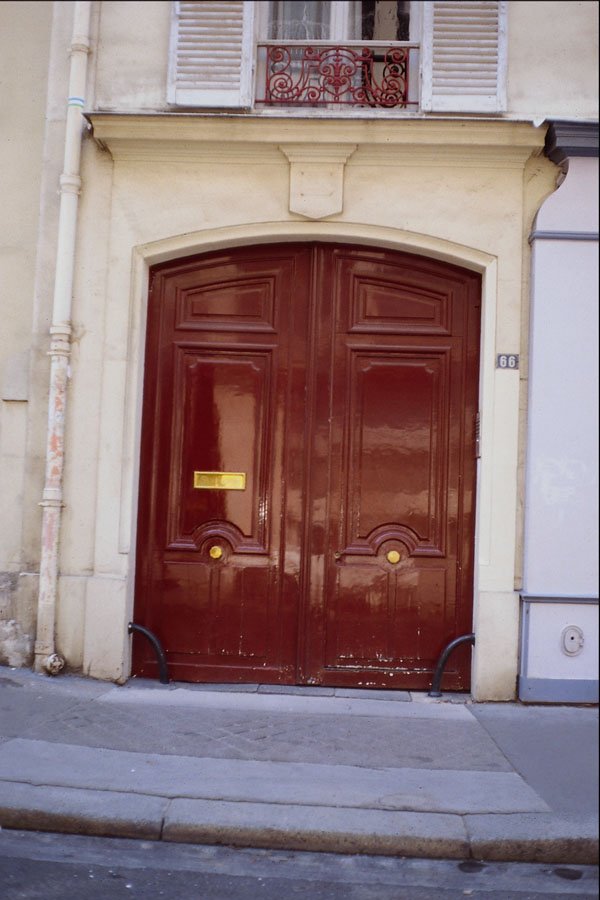 549034 Red brown Door With Two Knobs A4 Photo Print