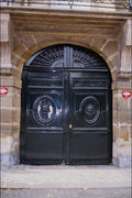 549038 Deep Green Door With Allegorical Figures A4 Photo Print