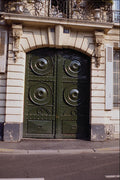 549044 Green Door With Four Circular Patterns A4 Photo Print
