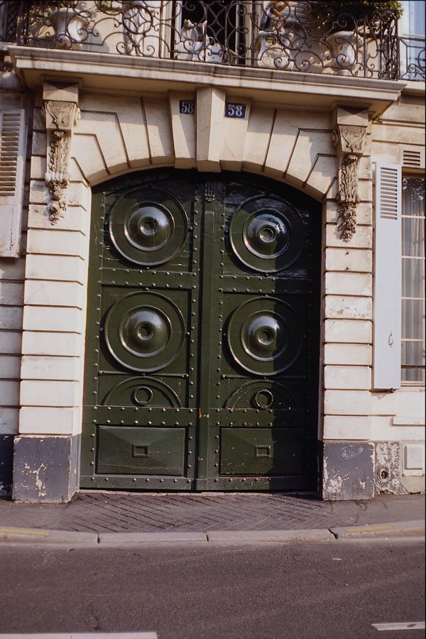 549044 Green Door With Four Circular Patterns A4 Photo Print