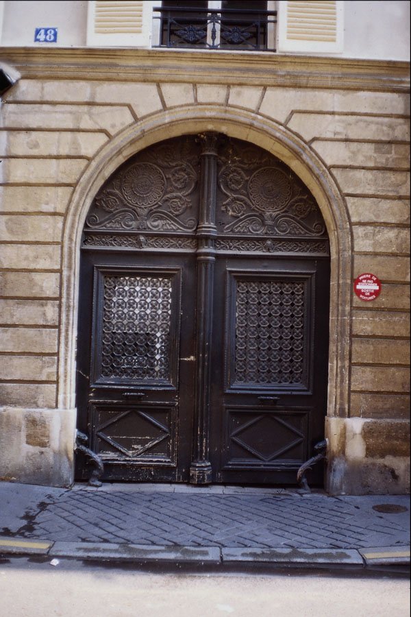 549047 Black Door With Two Windows A4 Photo Print
