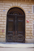 549050 Black Door With Half Rose Window A4 Photo Print