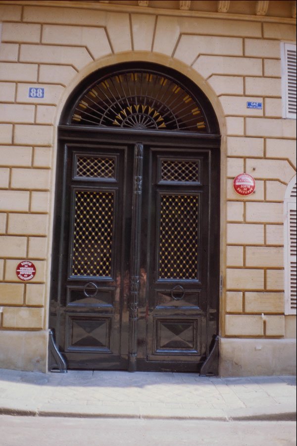 549050 Black Door With Half Rose Window A4 Photo Print