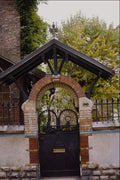 549068 Single Door Behind Garden A4 Photo Print