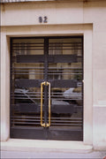 549071 Glass Door With Horizontal Metallic Structure A4 Photo Print